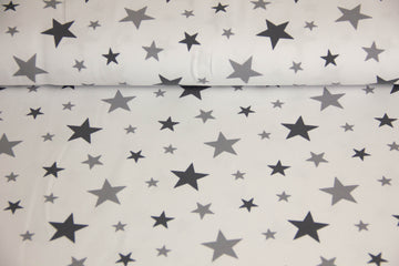Jersey mit Sternen, ecru, grau, 0,5 m